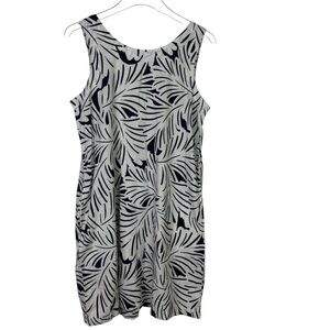 Nicole Miller Navy and White Leaf Pattern Dress